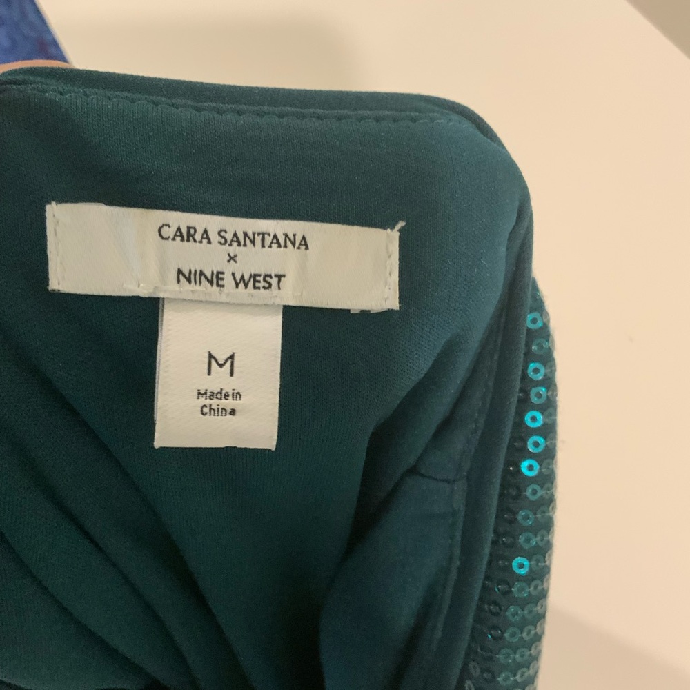 Cara Santana x Nine West emerald green medium  Sequin Wrap Dress with belt. - Picture 11 of 11